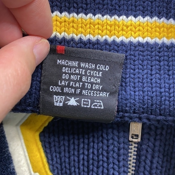 Vintage Polo Ralph Lauren Navy Blue Full Zip Big Initials Sweater Size Large - Picture 4 of 7